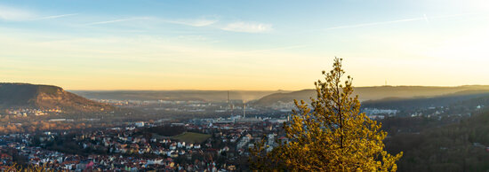 Panoramic view at Jena in Thuringia at sunset